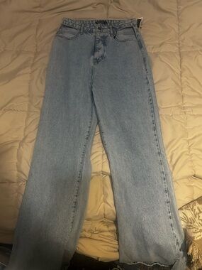 Nasty Gal Light Wash High-Rise Wide Leg Jeans